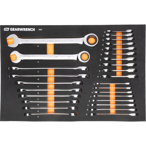 Jeu d'outils m&eacute;triques pour m&eacute;canicien MEGAMOD dans des plateaux en mousse modulaire avec armoire roulante &agrave; outils, 358 morcea Ontario Packaging