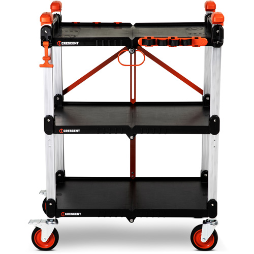 SITERUNNER 3-Shelf Folding Jobsite Cart, 30-3/5" L x 20" W x 42-1/2" H, Black Ontario Packaging