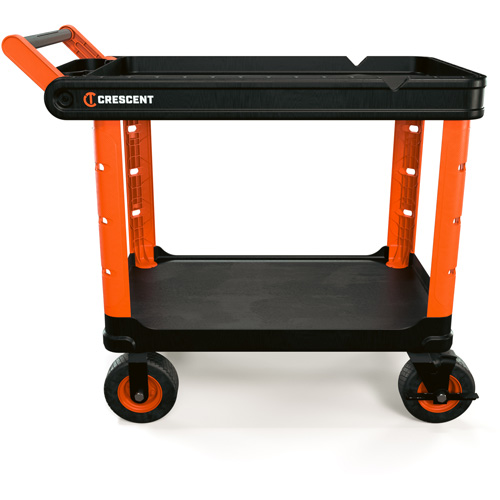 Chariot utilitaire industriel &agrave; 2 tablettes RAILWORKS avec roulettes de 8", 47" lo x 24-1/2" la x 37-4/5" h, Noir/Orange Ontario Packaging