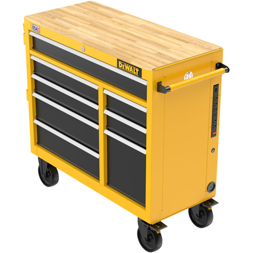Postes de travail industriel mobile, 8 tiroirs, 40" la x Jaune Ontario Packaging