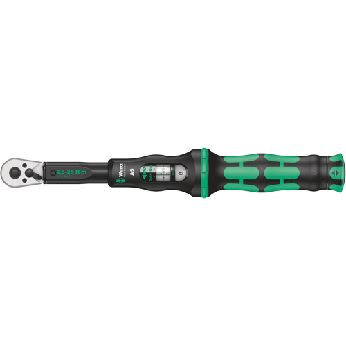 Cl&eacute; dynamom&eacute;trique Click-Torque A 5 avec cliquet r&eacute;versible, &agrave; cliquer, Entraînement 1/4" carr&eacute;, 2.5 - 25 Nm Ontario Packaging