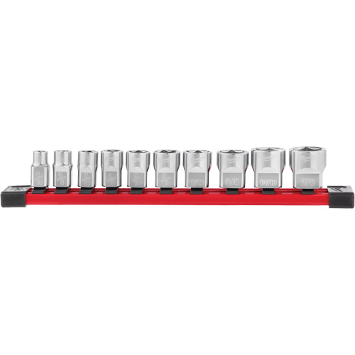 SAE Sockets with Four Flat Sides, 10 Pcs, 3/8" Drive Size Ontario Packaging