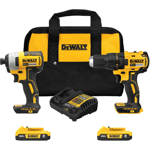 Drill & Impact Driver Combo Kit, Lithium-Ion, 20 V Ontario Packaging