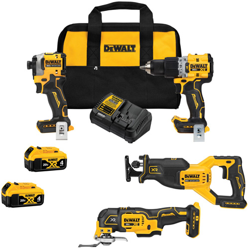 Brushless 4-Tool Combo Kit, Lithium-Ion, 20 V Ontario Packaging