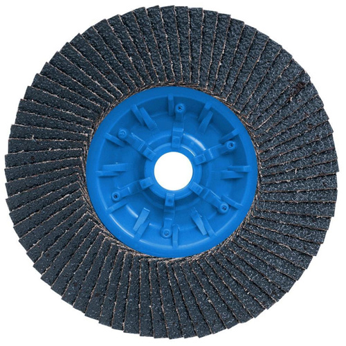 Disque &agrave; lamelles POWERBLEND TRM QC, 5" x 5/8"-11, Type 27, Grain Z40, Alumine de zirconium Ontario Packaging