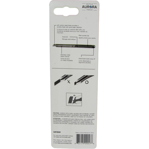 Couteau d'usage g&eacute;n&eacute;ral de 9 mm , Acier inoxydable, Prise en Plastique Ontario Packaging