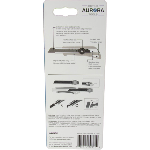 18mm Professional Knife with Ratchet, Stainless Steel, Heavy-Duty, Plastic Handle Ontario Packaging
