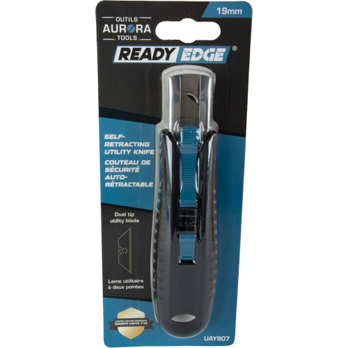 Standard-Duty Retractable Safety Knife, Stainless Steel, Rubber Handle Ontario Packaging