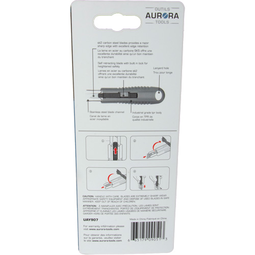 Standard-Duty Retractable Safety Knife, Stainless Steel, Rubber Handle Ontario Packaging