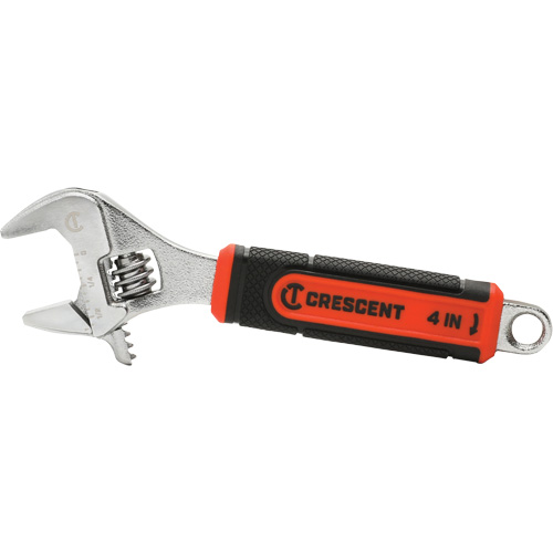 Adjustable Wrench with Quick-Fit Jaw, 4" L, 9/16"/14 mm Max Width, Chrome Ontario Packaging