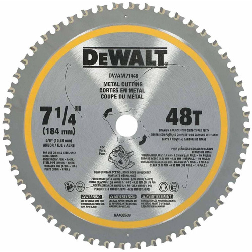 Circular Saw Blade, 7-1/4", 48 Teeth, Metal Use Ontario Packaging