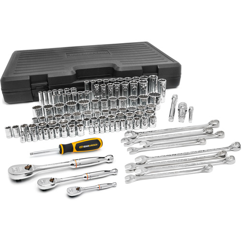 1/4", 3/8" & 1/2" Drive 6 & 12 Point Standard & Deep SAE/Metric Mechanics Tool Set Ontario Packaging