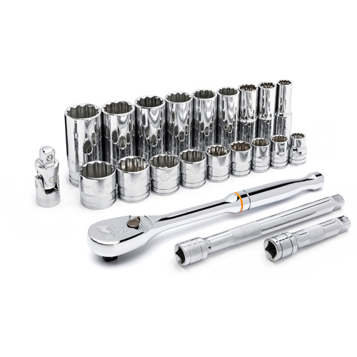 12 Point SAE Mechanics Tool Set, 22 Pcs, 3/8" Drive Size, Deep Ontario Packaging