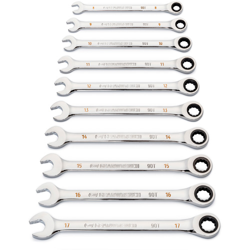 90-Tooth 12 Point Wrench Set, Ratcheting Combination, 12 Pieces, Metric Ontario Packaging