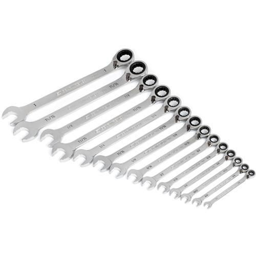 90-Tooth 12 Point SAE Reversible Ratcheting Wrench Set, Ratcheting Combination, 14 Pieces, Imperial Ontario Packaging
