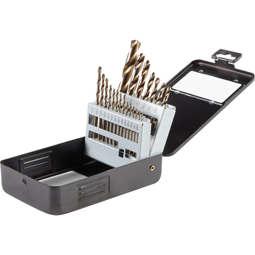Jeu de forets en oxyde d'or, 21 morceaux, Acier rapide Ontario Packaging