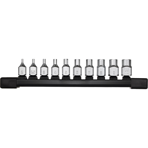Low-Profile Metric Bit Socket Set, Hex, 1/4" Drive, 10 Pcs Ontario Packaging