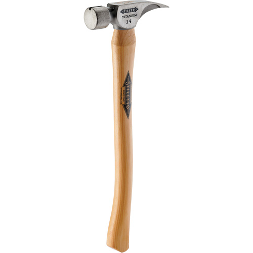 Titanium Smooth Face Hammer with Curved Hickory Handle, 14 oz., Wood Handle, 18" L Ontario Packaging