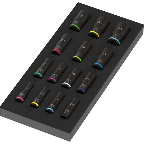 Insert en mousse pour jeu de douilles profondes Impaktor 1 Zyklop B, 15 Mcx, Chocs, Prise de 3/8", Profond Ontario Packaging