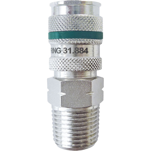 QUIKSILVER Ultraflo 7.8 mm Quick Coupler, Zinc-Plated Steel, 1/2", Male NPT, 362 PSI Ontario Packaging