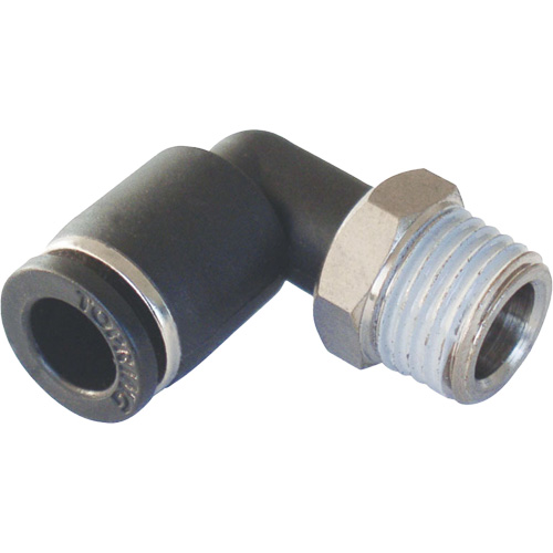 Adaptateur coude m&acirc;le NPT MAXFIT &agrave; raccord instantan&eacute; (push-to-connect), 3/8" x 1/2" dia., Polym&egrave;re PBT Ontario Packaging