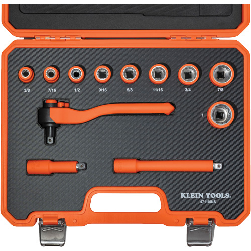Insulated Ratchet & Socket Set with Case, 1000 V, 12 Pcs Ontario Packaging