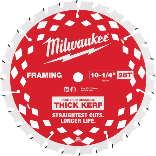 Lame de scie circulaire &agrave; charpente avec trait &eacute;pais, 10-1/4", 28 dents, Pour Bois Ontario Packaging