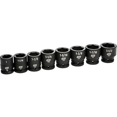 6-Point SAE Socket Set, 8 Pcs, Impact, 3/4" Drive Size Ontario Packaging