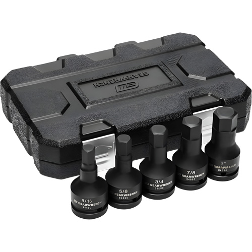 SAE Impact Bit Socket Set with Blow Mold Case, Hex, 3/4" Drive, 5 Pcs Ontario Packaging