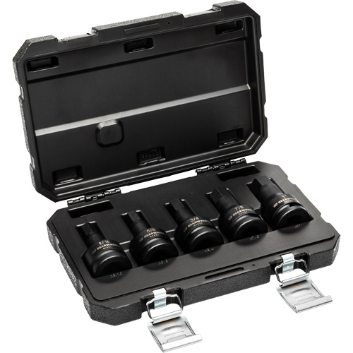 SAE Impact Bit Socket Set with Blow Mold Case, Hex, 3/4" Drive, 5 Pcs Ontario Packaging