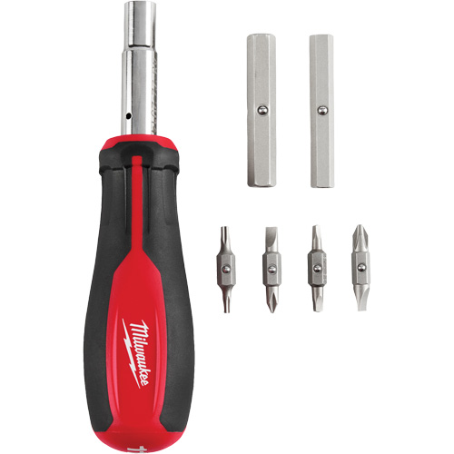 11-in-1 Magnetic 1/4" & 3/8" Drive Multi-Bit Screwdriver, 8" L, Cushion Grip Handle Ontario Packaging
