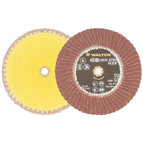 QUICK-STEP FLEX Flap Disc, 4-1/2" x Type 29, 120 Grit, Aluminum Oxide Ontario Packaging