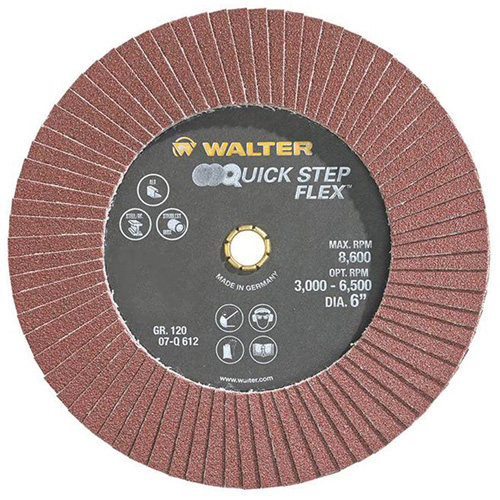 Disque &agrave; lamelles QUICK-STEP FLEX, 6" x Type 29, Grain 120, Oxyde d'aluminium Ontario Packaging