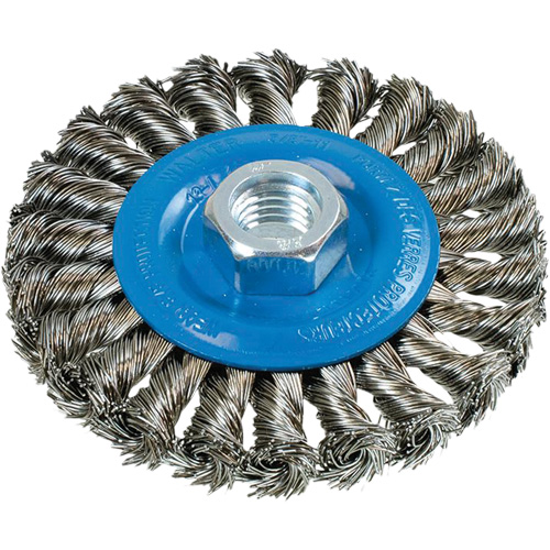 Wide Knotted Wire Wheel Brush, 5/8"-11 Arbor, Steel Ontario Packaging
