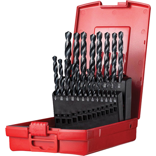 Jobber Length Drill Bit Set, 19 Pieces, High Speed Steel Ontario Packaging