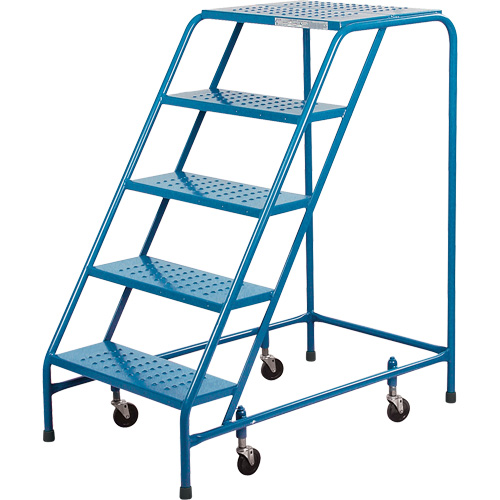 Escabeau roulant, 5 marches, Largeur de la marche 18", Hauteur de la plateforme 46", Acier Ontario Packaging