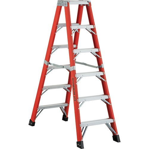 6600 AA Series Industrial Extra Heavy-Duty 2-Way Stepladders, Fibreglass, 375 lbs. Capacity, 4' Ontario Packaging
