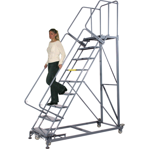 Heavy-Duty Stairway Slope Ladders, 10 Steps, Perforated, 50° Incline, 100" High Ontario Packaging