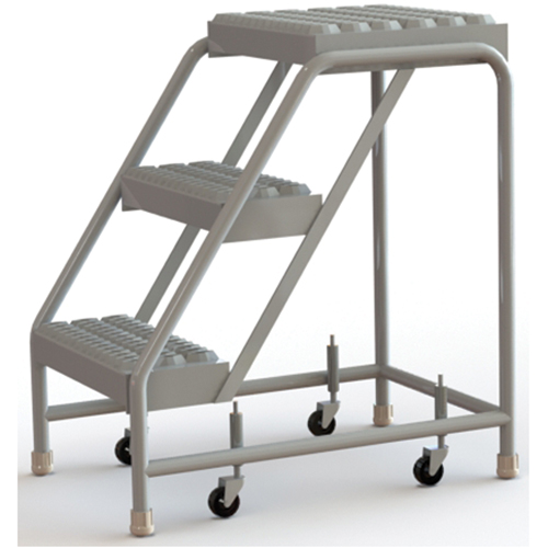 Rolling Ladder, 3 Steps, 16" Step Width, 30" Platform Height, Aluminum Ontario Packaging