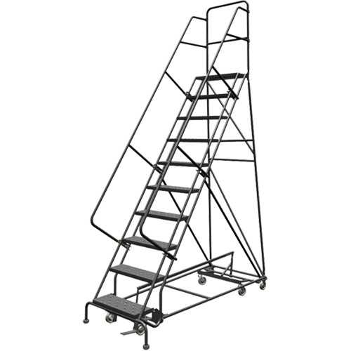All Directional Rolling Ladder, 10 Steps, 24" Step Width, 100" Platform Height, Steel Ontario Packaging