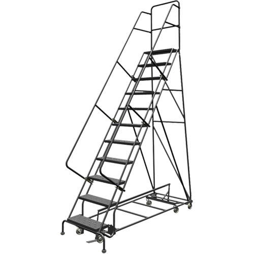 All Directional Rolling Ladder, 11 Steps, 24" Step Width, 110" Platform Height, Steel Ontario Packaging