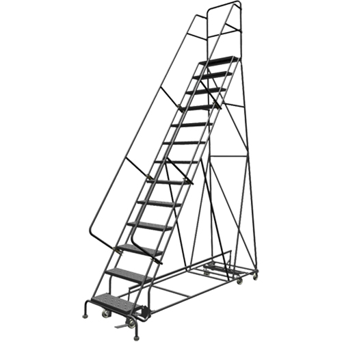 All Directional Rolling Ladder, 13 Steps, 24" Step Width, 130" Platform Height, Steel Ontario Packaging