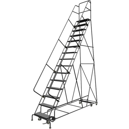 All Directional Rolling Ladder, 15 Steps, 24" Step Width, 150" Platform Height, Steel Ontario Packaging