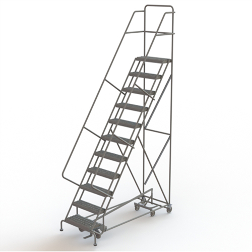 All Directional Rolling Ladder, 11 Steps, 24" Step Width, 110" Platform Height, Steel Ontario Packaging