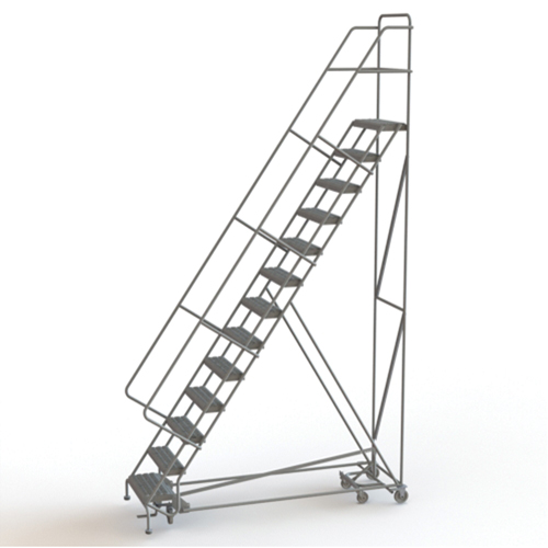 All Directional Rolling Ladder, 13 Steps, 24" Step Width, 130" Platform Height, Steel Ontario Packaging