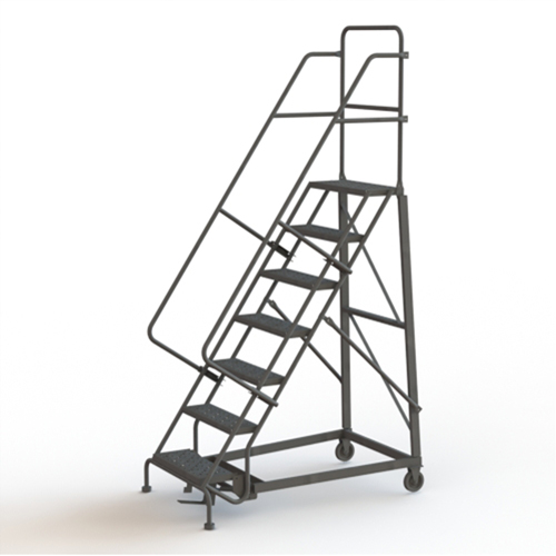 Heavy Duty Rolling Ladder, 7 Steps, 24" Step Width, 70" Platform Height, Steel Ontario Packaging
