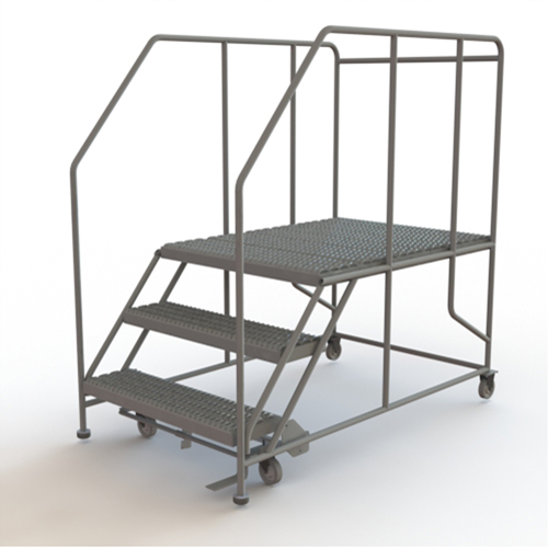 Mobile Work Platform, Steel, 3 Steps, 30" H, 48" D, 36" Step, Serrated Ontario Packaging