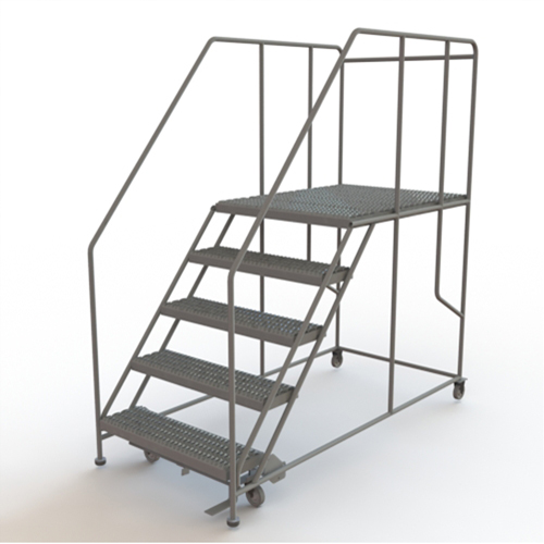 Mobile Work Platform, Steel, 5 Steps, 50" H, 48" D, 36" Step, Serrated Ontario Packaging