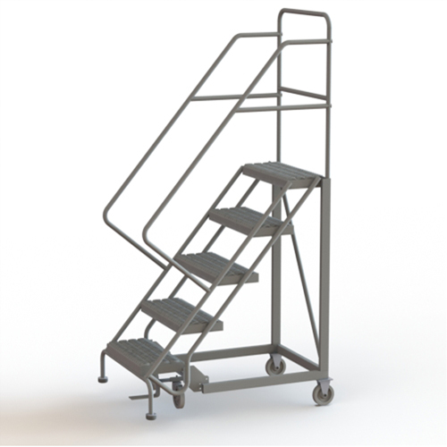 Safety Slope Rolling Ladder, 5 Steps, Serrated, 50° Incline, 50" High Ontario Packaging