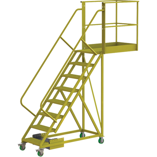 Cantilever Rolling Ladder, Unsupported, 8 Steps, 40" Platform Depth, 80" Platform Height Ontario Packaging